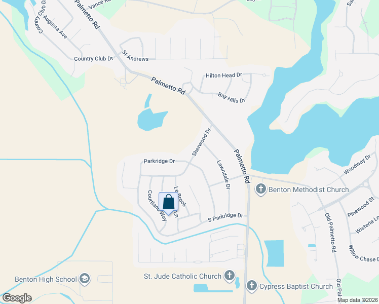 map of restaurants, bars, coffee shops, grocery stores, and more near 4426 Parkridge Drive in Benton