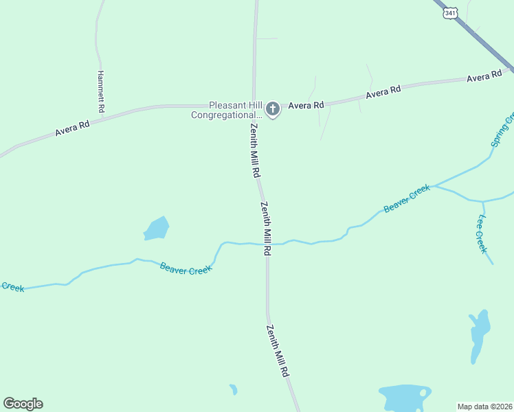 map of restaurants, bars, coffee shops, grocery stores, and more near 2450 Zenith Mill Road in Roberta