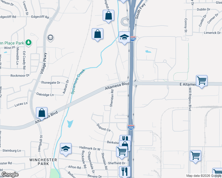 map of restaurants, bars, coffee shops, grocery stores, and more near 205 Avon Street in Fort Worth