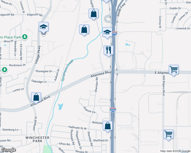 map of restaurants, bars, coffee shops, grocery stores, and more near 205 Avon Street in Fort Worth