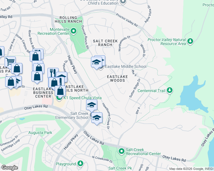 map of restaurants, bars, coffee shops, grocery stores, and more near 986 White Alder Avenue in Chula Vista