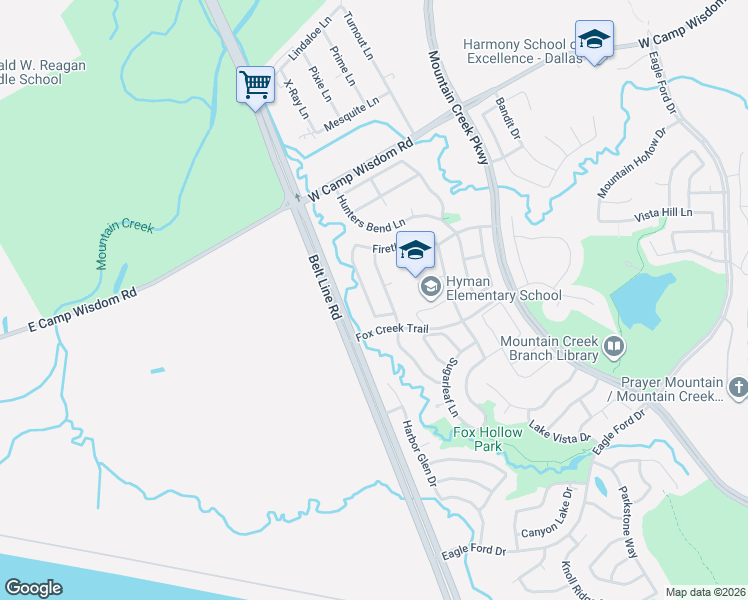 map of restaurants, bars, coffee shops, grocery stores, and more near 5752 Goldfinch Way in Dallas
