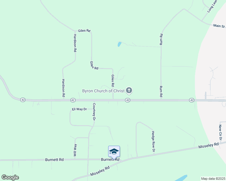map of restaurants, bars, coffee shops, grocery stores, and more near 75 Giles Road in Byron