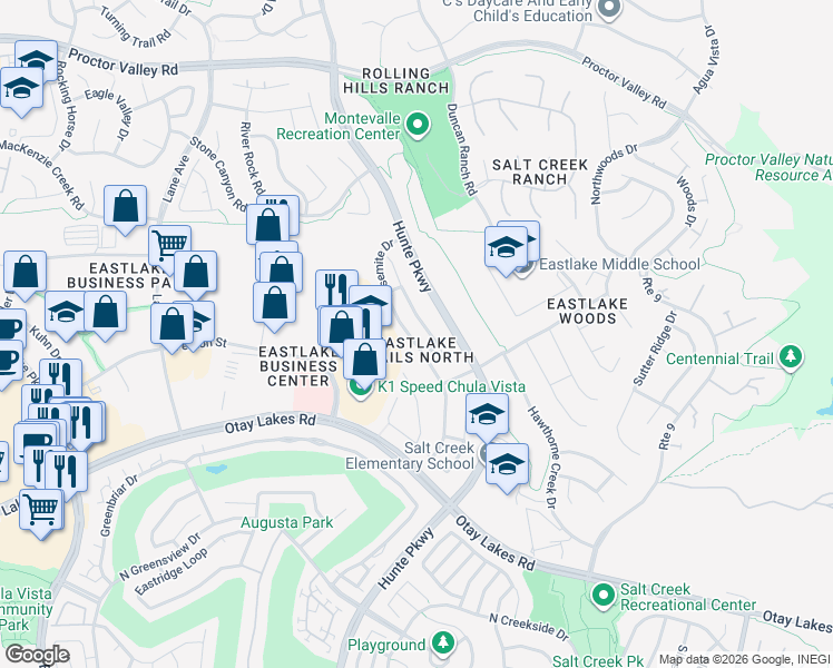 map of restaurants, bars, coffee shops, grocery stores, and more near 921 Bryce Canyon Avenue in Chula Vista