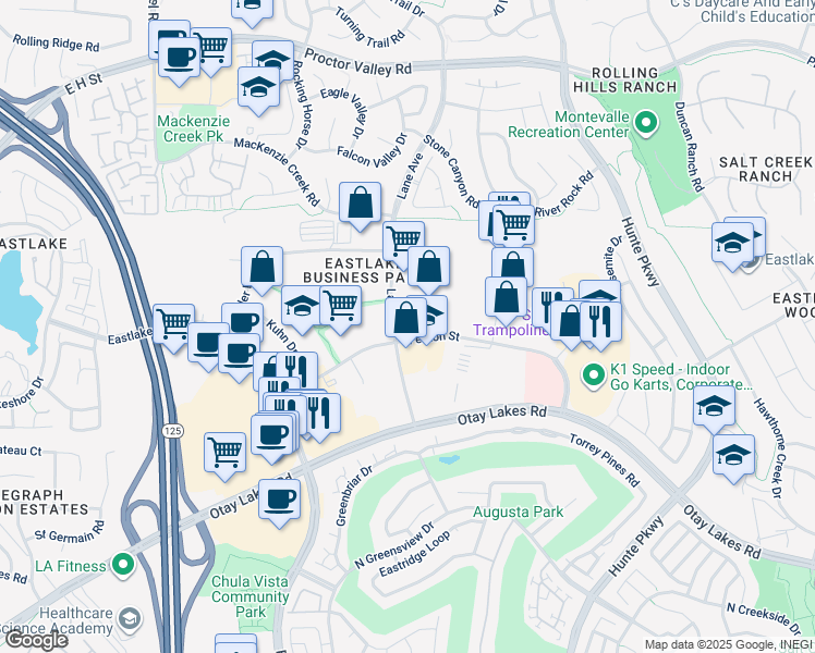 map of restaurants, bars, coffee shops, grocery stores, and more near 2425 Fenton Street in Chula Vista
