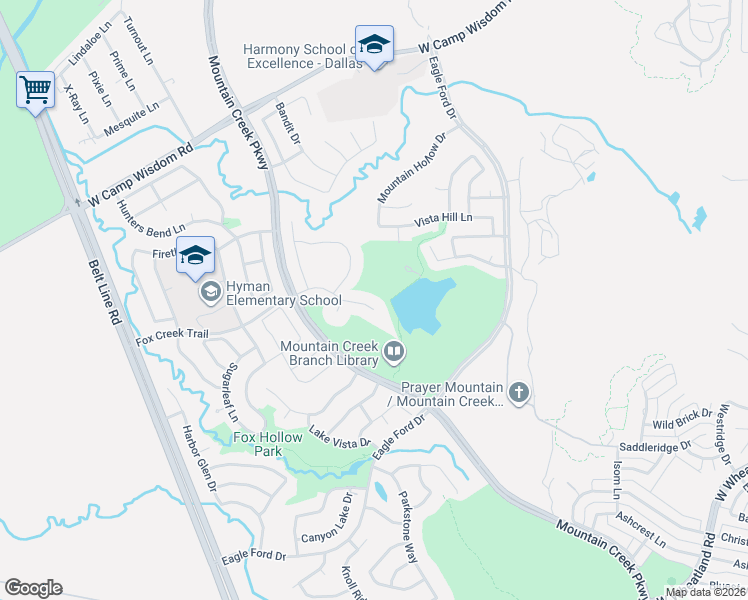 map of restaurants, bars, coffee shops, grocery stores, and more near 8109 Fox Creek Trail in Dallas