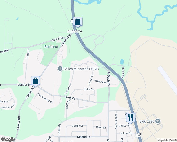 map of restaurants, bars, coffee shops, grocery stores, and more near 202 Palmer Circle in Warner Robins