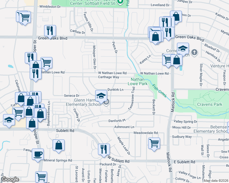 map of restaurants, bars, coffee shops, grocery stores, and more near 925 Dunkirk Lane in Arlington