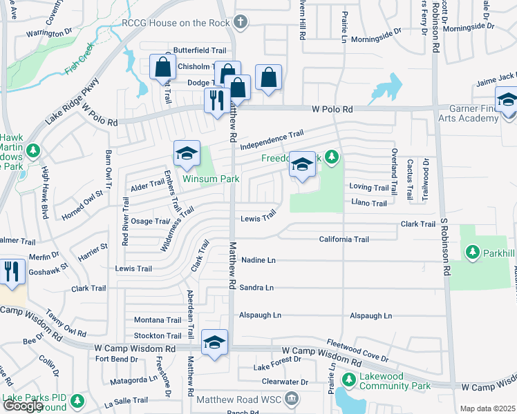 map of restaurants, bars, coffee shops, grocery stores, and more near 5018 Oregon Court in Grand Prairie