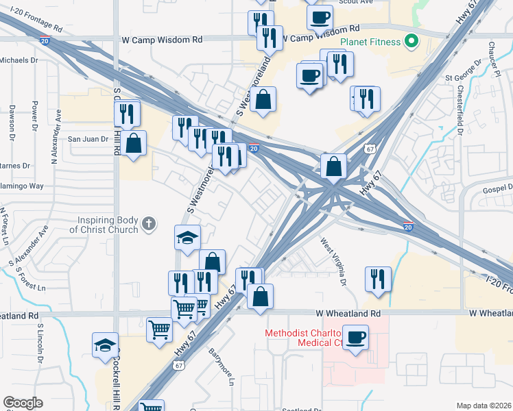 map of restaurants, bars, coffee shops, grocery stores, and more near 3839 Gannon Lane in Dallas