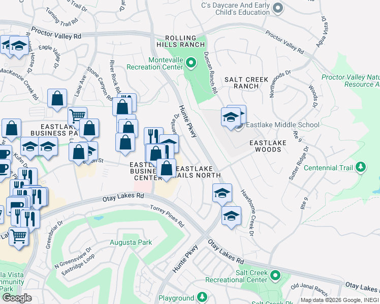 map of restaurants, bars, coffee shops, grocery stores, and more near 921 Bryce Canyon Avenue in Chula Vista