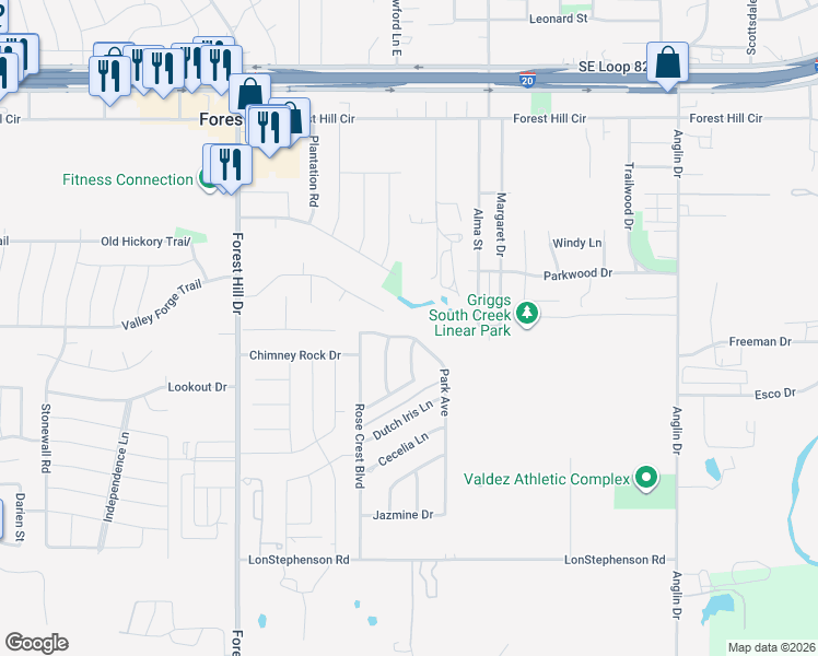 map of restaurants, bars, coffee shops, grocery stores, and more near 3724 Park Avenue in Forest Hill