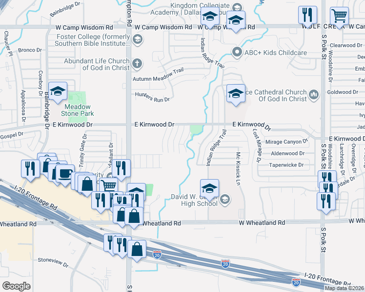 map of restaurants, bars, coffee shops, grocery stores, and more near 7746 Los Alamitos Street in Dallas