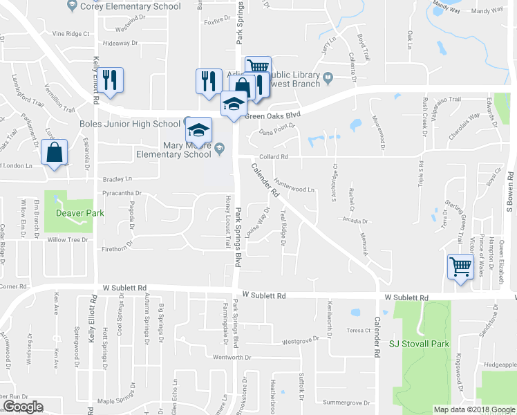 map of restaurants, bars, coffee shops, grocery stores, and more near 3504 Lagustrum Court in Arlington