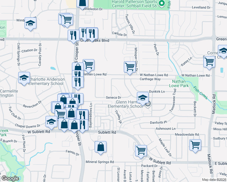 map of restaurants, bars, coffee shops, grocery stores, and more near 5702 Worthing Place in Arlington