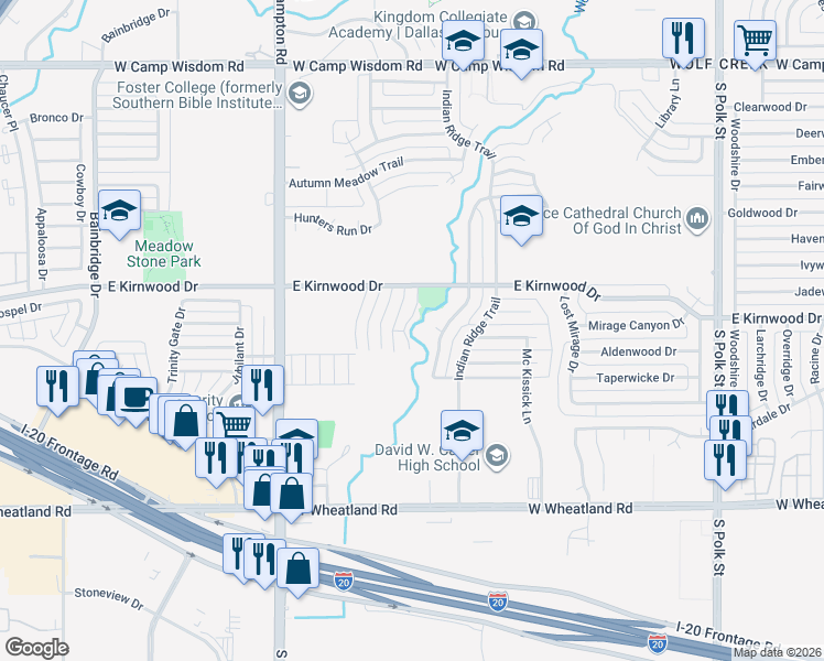 map of restaurants, bars, coffee shops, grocery stores, and more near 7700 Los Alamitos Street in Dallas
