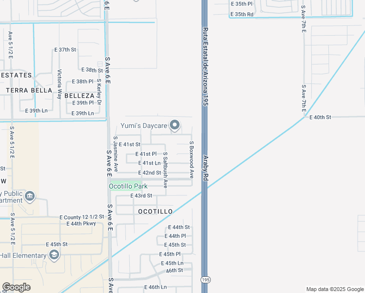 map of restaurants, bars, coffee shops, grocery stores, and more near 6351 East 41st Street in Yuma