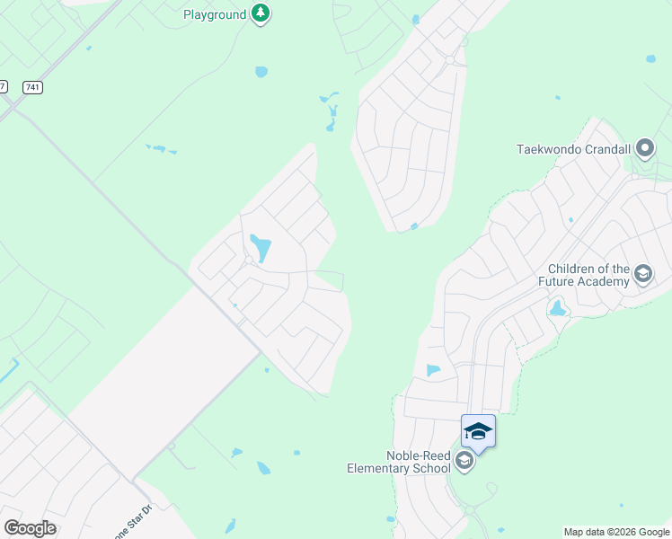 map of restaurants, bars, coffee shops, grocery stores, and more near 2221 Bosque Trail in Crandall