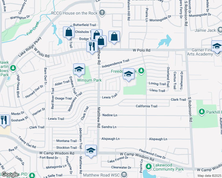 map of restaurants, bars, coffee shops, grocery stores, and more near 5018 Oregon Court in Grand Prairie