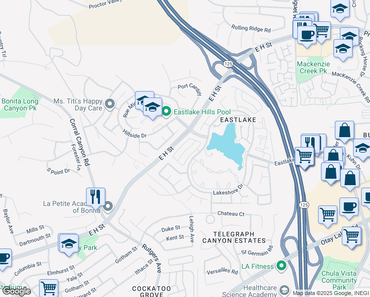 map of restaurants, bars, coffee shops, grocery stores, and more near 2013 Bridgeport in Chula Vista