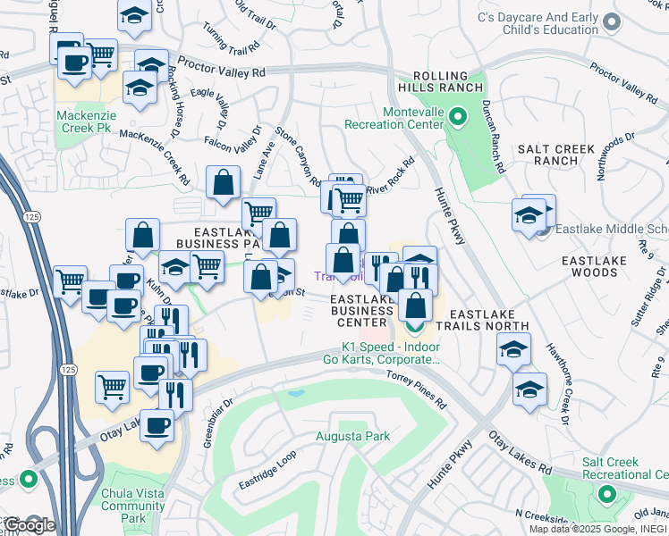 map of restaurants, bars, coffee shops, grocery stores, and more near 123 Harold Place in Chula Vista