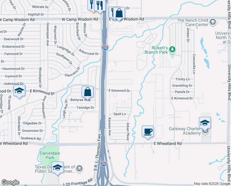 map of restaurants, bars, coffee shops, grocery stores, and more near 3 Ike Avenue in Dallas