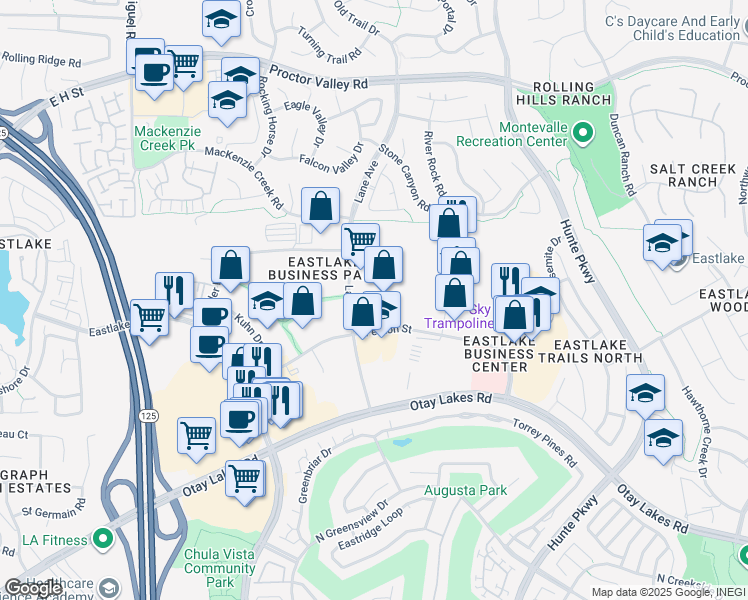 map of restaurants, bars, coffee shops, grocery stores, and more near 2425 Fenton Street in Chula Vista