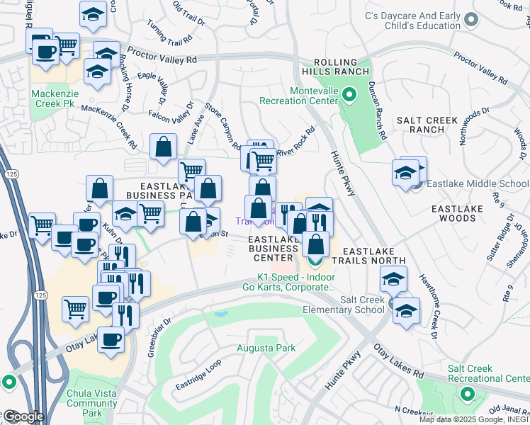 map of restaurants, bars, coffee shops, grocery stores, and more near 861 Harold Place in Chula Vista