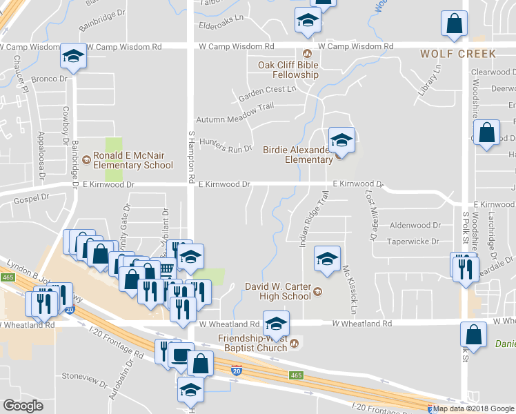 map of restaurants, bars, coffee shops, grocery stores, and more near 7758 Los Gatos Drive in Dallas