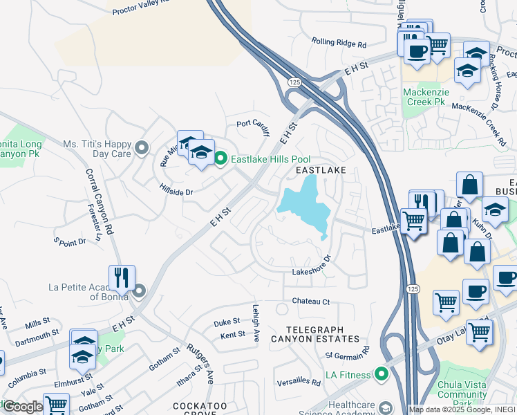 map of restaurants, bars, coffee shops, grocery stores, and more near 2018 Bridgeport in Chula Vista
