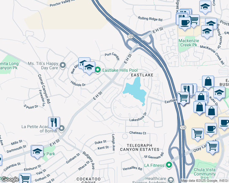 map of restaurants, bars, coffee shops, grocery stores, and more near 2018 Bridgeport in Chula Vista