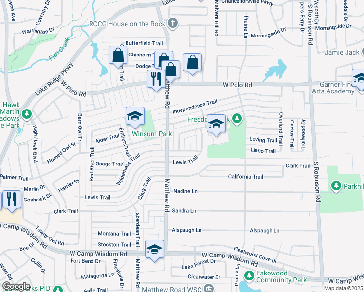 map of restaurants, bars, coffee shops, grocery stores, and more near 5018 Oregon Court in Grand Prairie