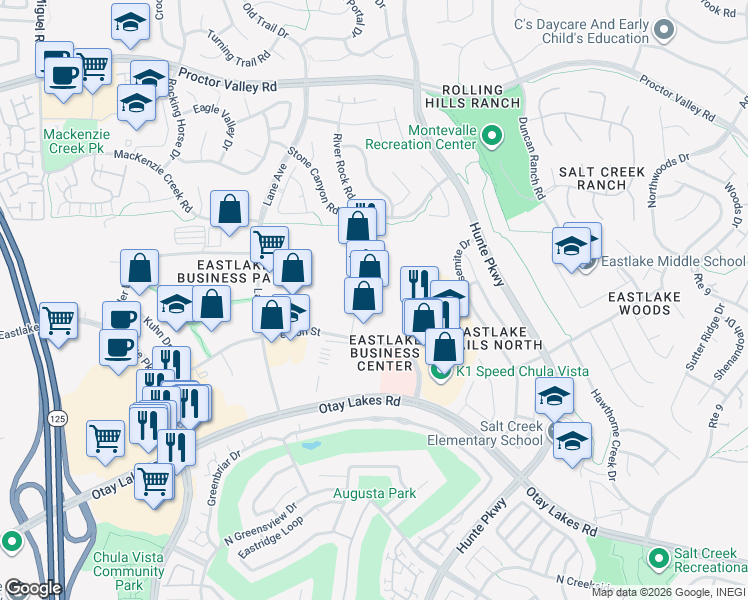 map of restaurants, bars, coffee shops, grocery stores, and more near 861 Harold Place in Chula Vista