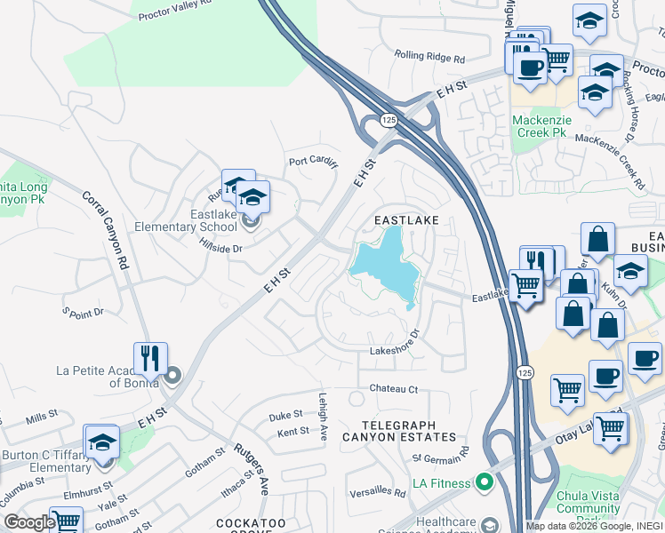 map of restaurants, bars, coffee shops, grocery stores, and more near 2014 Bridgeport in Chula Vista