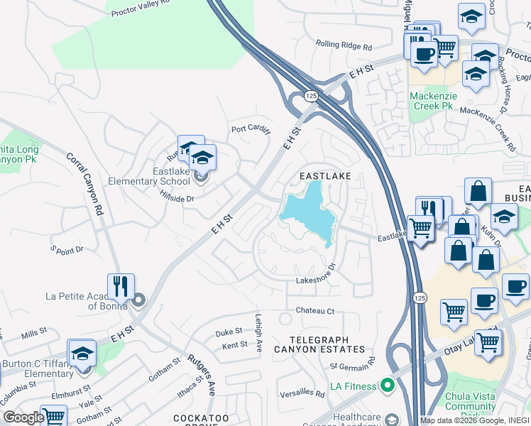map of restaurants, bars, coffee shops, grocery stores, and more near 2014 Bridgeport in Chula Vista