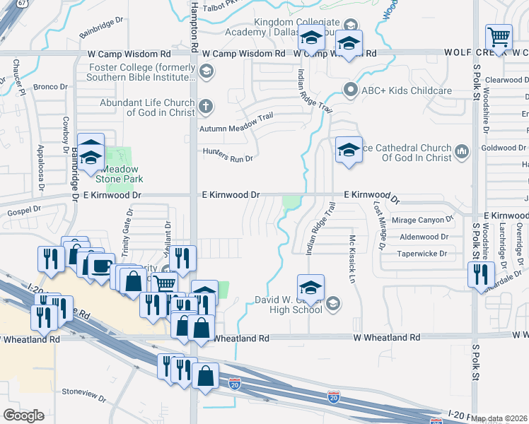 map of restaurants, bars, coffee shops, grocery stores, and more near 7758 Los Gatos Drive in Dallas