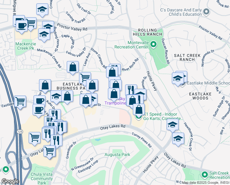 map of restaurants, bars, coffee shops, grocery stores, and more near 861 Harold Place in Chula Vista