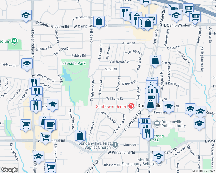 map of restaurants, bars, coffee shops, grocery stores, and more near 330 West Orange Street in Duncanville