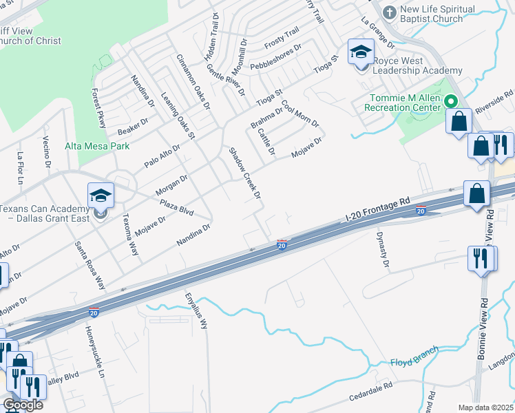 map of restaurants, bars, coffee shops, grocery stores, and more near 3239 Buckskin Drive in Dallas