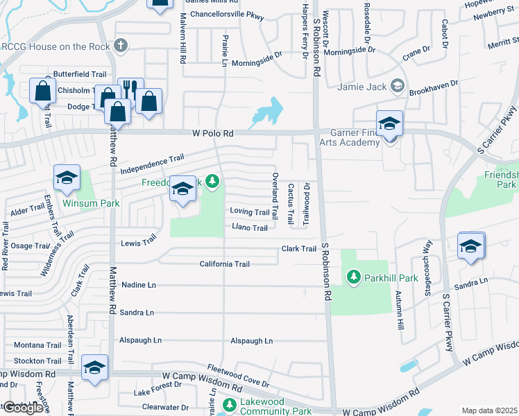 map of restaurants, bars, coffee shops, grocery stores, and more near 1014 Fort Scott Trail in Grand Prairie