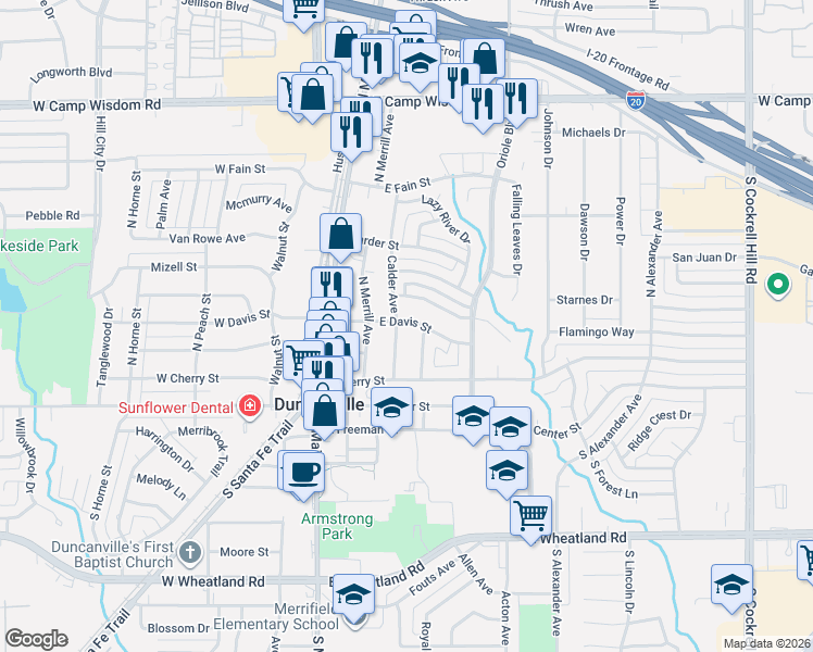 map of restaurants, bars, coffee shops, grocery stores, and more near 318 Shorewood Drive in Duncanville