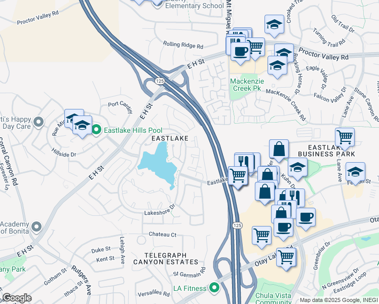 map of restaurants, bars, coffee shops, grocery stores, and more near 726 Eastshore Terrace in Chula Vista