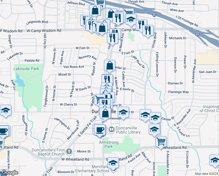 map of restaurants, bars, coffee shops, grocery stores, and more near 412 North Main Street in Duncanville