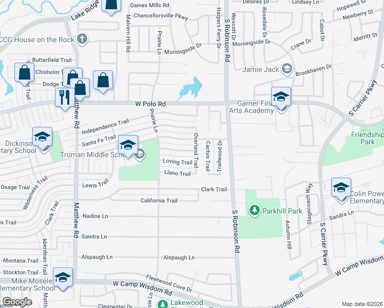 map of restaurants, bars, coffee shops, grocery stores, and more near 1014 Fort Scott Trail in Grand Prairie