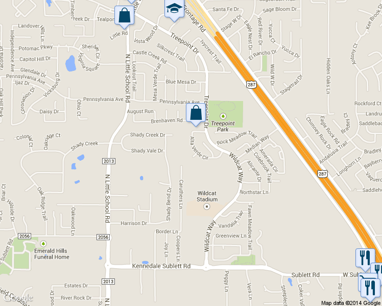 map of restaurants, bars, coffee shops, grocery stores, and more near 6003 Alta Verde Court in Arlington