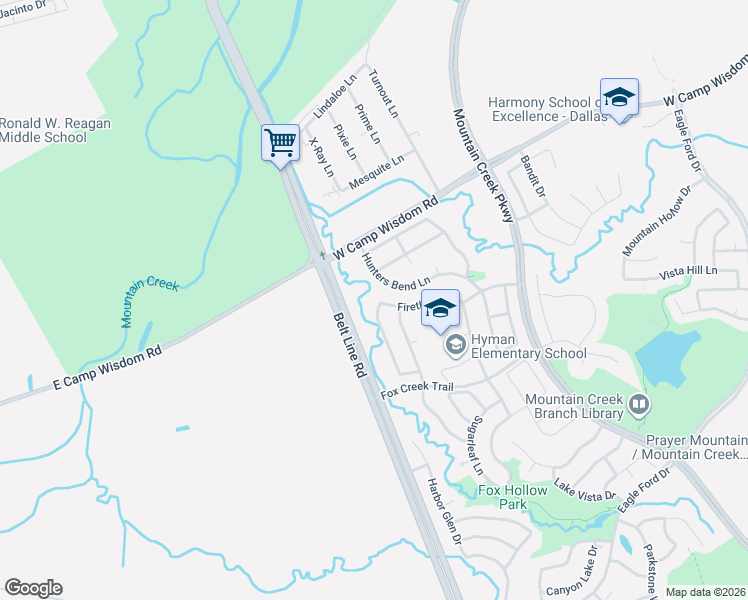map of restaurants, bars, coffee shops, grocery stores, and more near 5707 Goldfinch Way in Dallas