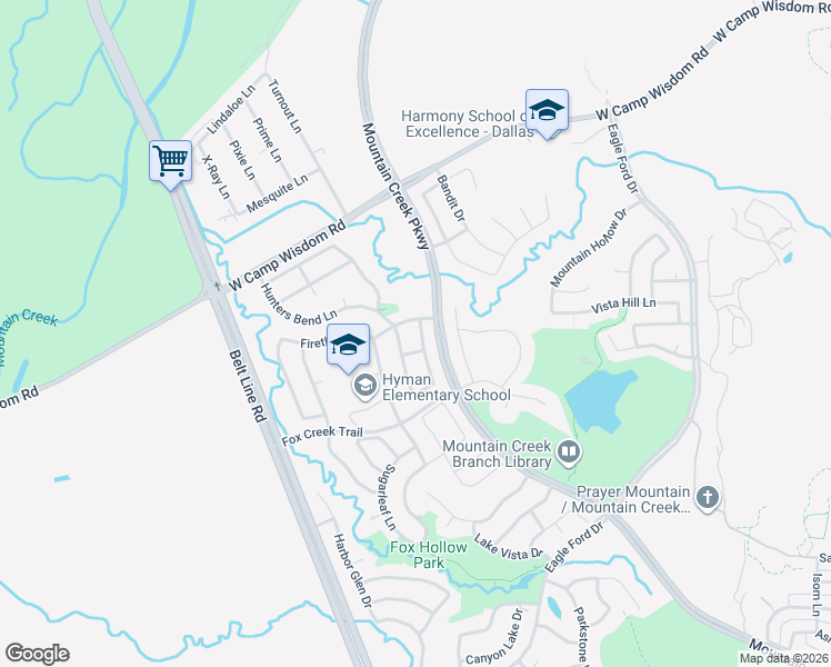 map of restaurants, bars, coffee shops, grocery stores, and more near 5619 Goldeneye Lane in Dallas