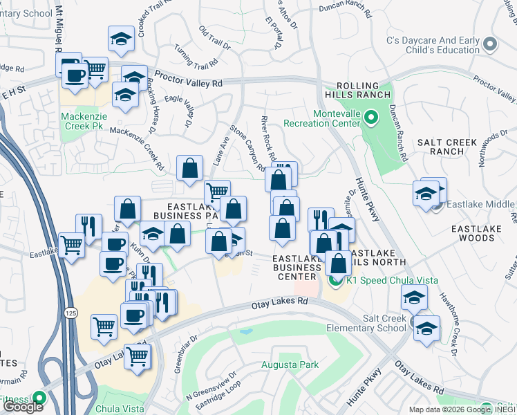 map of restaurants, bars, coffee shops, grocery stores, and more near 859 Bowsprit Road in Chula Vista