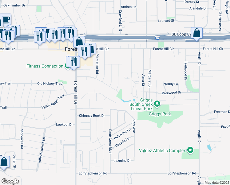 map of restaurants, bars, coffee shops, grocery stores, and more near 3716 Carriage Hill Drive in Forest Hill