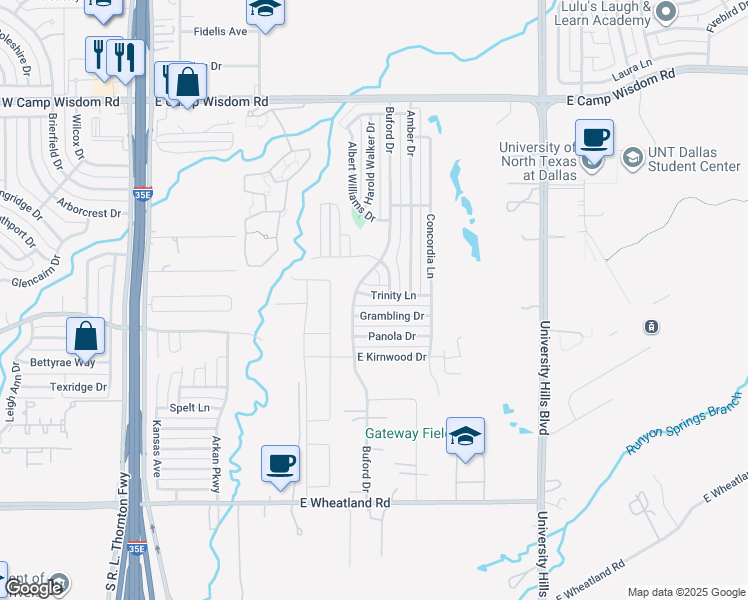 map of restaurants, bars, coffee shops, grocery stores, and more near 722 Trinity Ln in Dallas